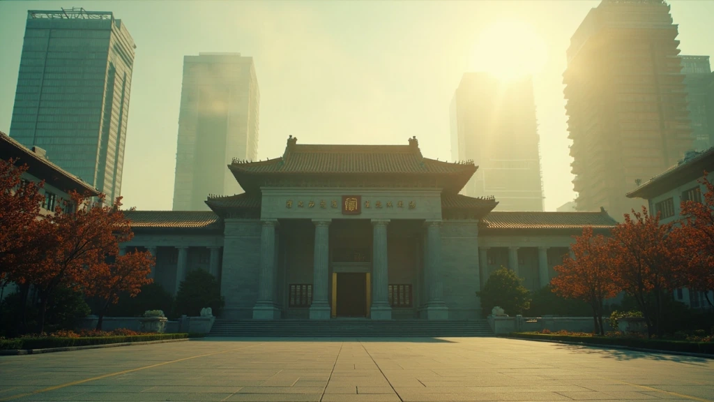 Vue matinale du quartier financier de Pékin où siège la Banque populaire de Chine
